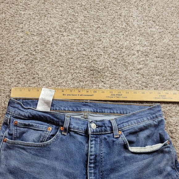 Levis 505 Jeans Mens 36x32 Regular Straight Denim Dark Wash Read - Picture 3 of 6